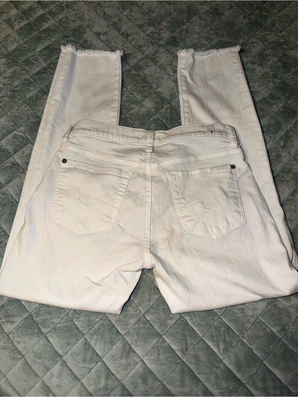 For all Mankind White Raw-Hem Skinny Jeans - size 28 - Picture 2 of 2